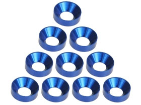 3RACING Aluminium M4 Countersink Washer (10 Pcs) - Blue - 3RAC-WC4/BU