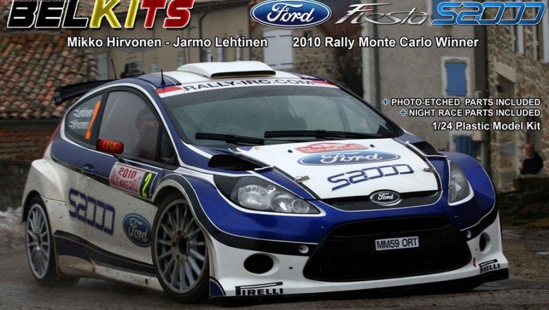 Aoshima AO-BEL-002 - Belkits No.002 1/24 Ford Fiesta S2000 2010 Rally Monte Carlo Winner Mikko Hirvonen/Jarmo Lehtinen