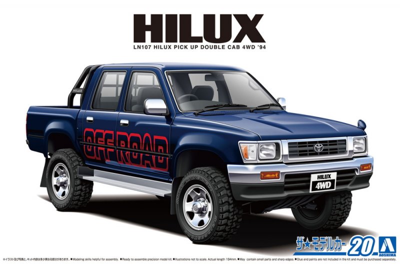 Aoshima 06217 - 1/24 Toyota LN107 Hilux Pick Up Double Cab 4WD '94 The Model Car No.20