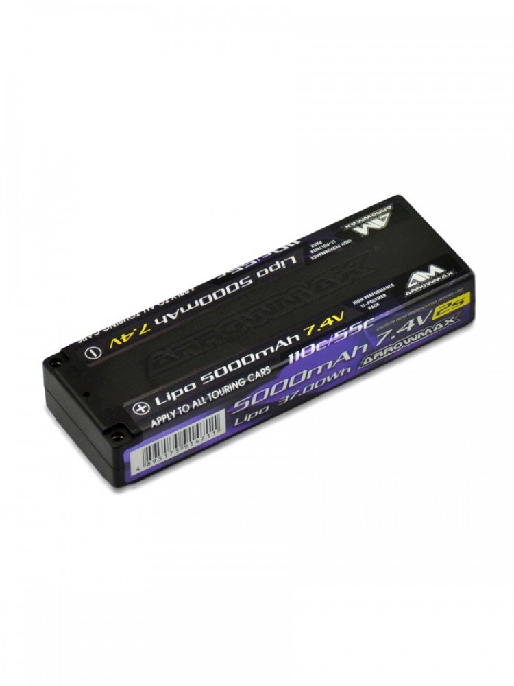 Arrowmax AM-700101 AM Lipo 5000mAh 2S TC - 7.4V 55C Continuos 110C Burst (139mm x 47mm x 25.1mm)