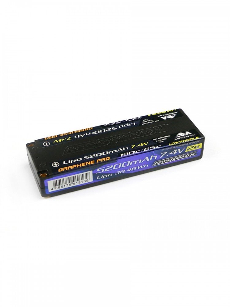 Arrowmax AM-700705 AM Lipo 5200mAh 2S TC Low Profile - 7.4V 65C Continuos 130C Burst (Grrphene Pro)