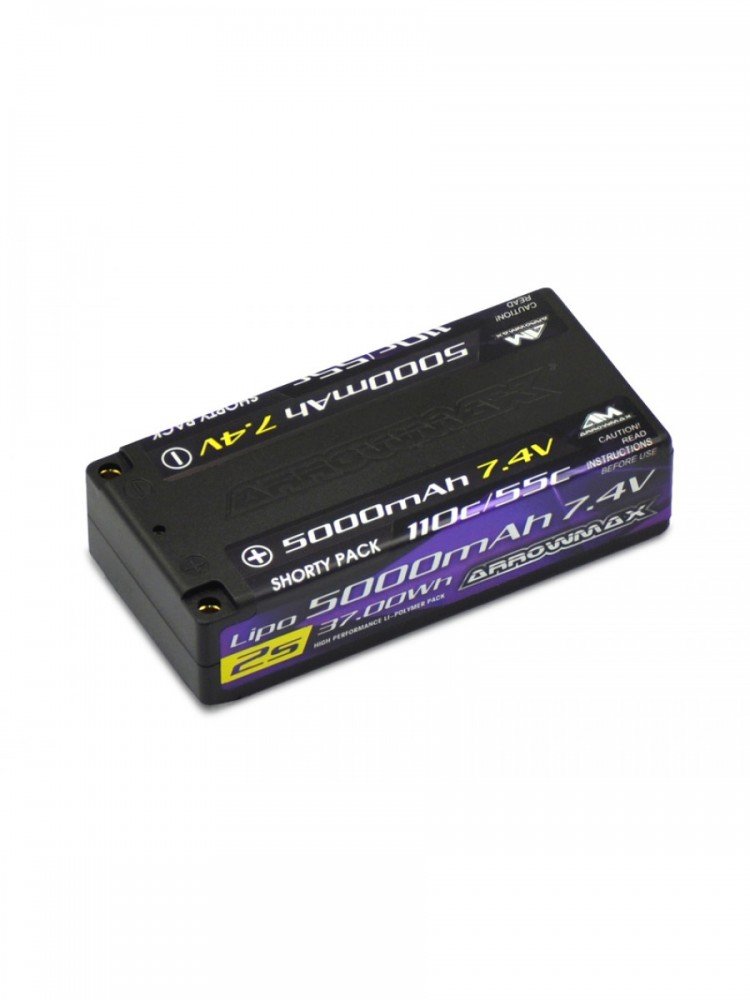 Arrowmax AM-700202 AM Lipo 5000mAh 2S Shorty - 7.4V 55C Continuos 110C Burst