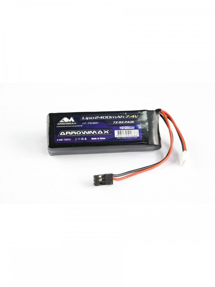 Arrowmax AM-700912 AM Lipo 2400mAh 2S TX/RX 7.4V Flat Pack