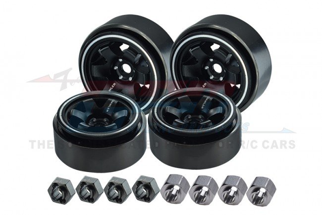 AXIAL 4WD SCX24 DEADBOLT Aluminum 1-inch Beadlock Wheel Rims set (6 Poles) - GPM TRX4MZSP1221