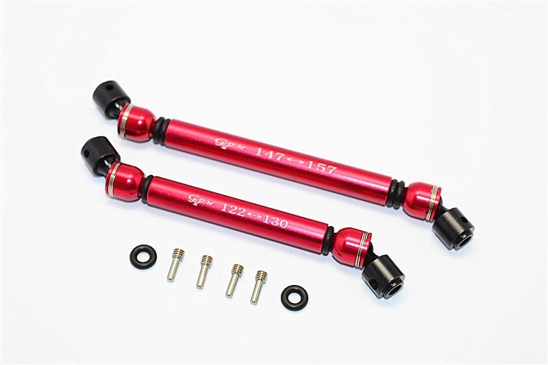 Axial Racing RR10 Bomber Aluminium Front + Rear Main Drive Shaft With Steel Joint (S:122mm-130mm, L:147mm-157mm) - 2pcs set - GPM RR237A