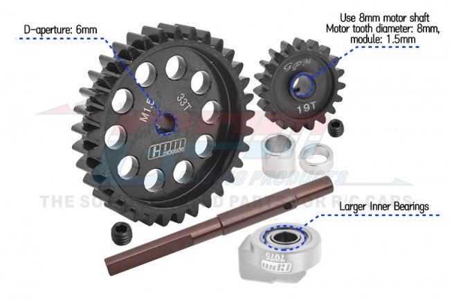 TRAXXAS XRT 8S 40CR Carbon Steel M1.5 Spur Gear 33T+Motor Gear 19T - GPM TXM1933TS