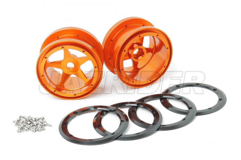 Aluminum 2.2'' 5-Spokes Black Wheels 2pcs set - Orange