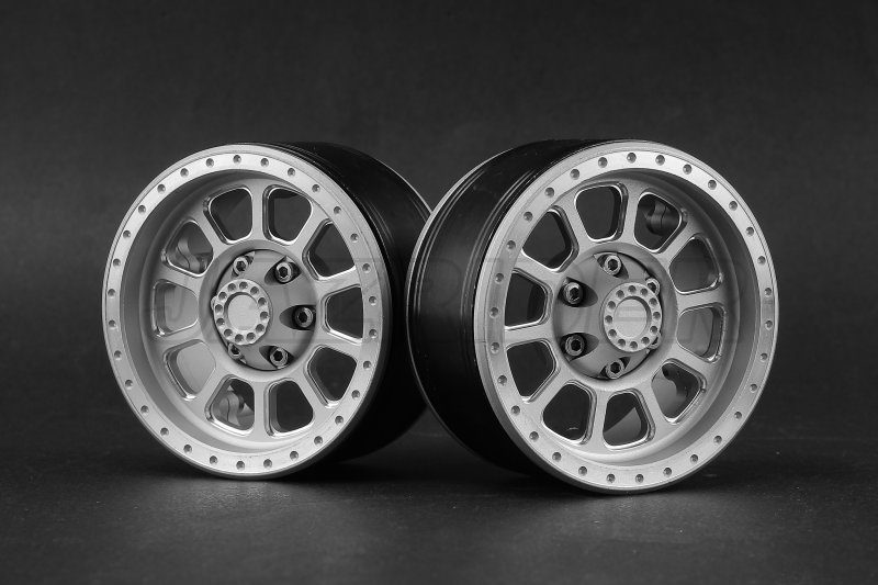 Aluminum 1.9'' Beadlock 10 Spokes Wheels (TYPE F) - Silver