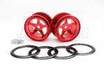 Aluminum 2.2'' 5-Spokes Black Wheels 2pcs set - Red