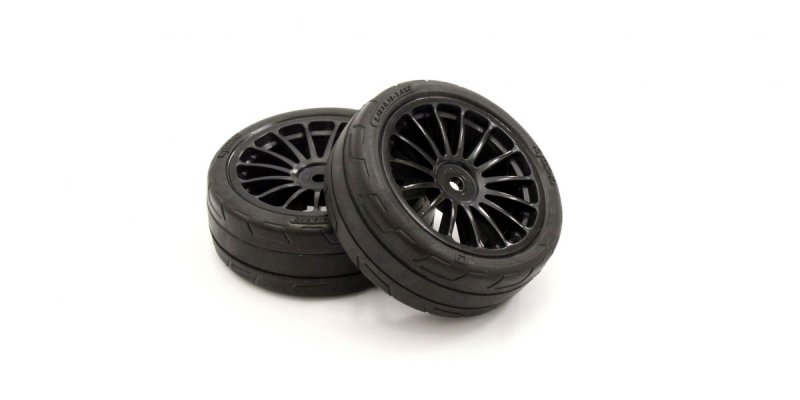 Kyosho FATH702BKM - Premounted Tire FZ02(15-Spoke BK/M/2pcs)