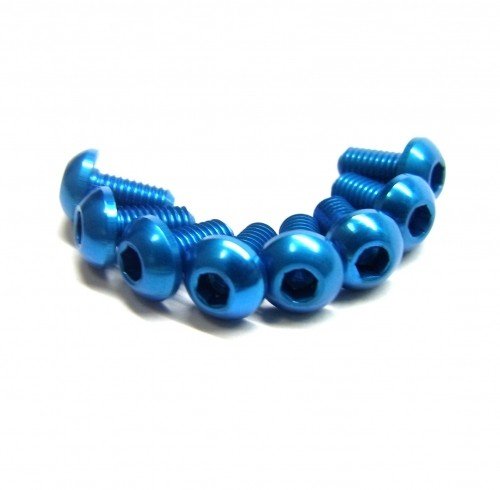 RACEOPT Aluminium Screw 8pcs, 3 x 6mm (Round Head) -Blue (RO-ABH3X6T-B)