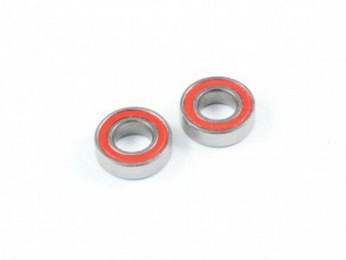 RAD-BB-10001 5x10x3mm High Grade Ball Bearings, 2 pcs, Red Rubber Seal