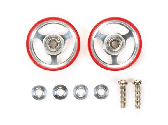 Tamiya 95347 - 17mm Aluminum Rollers w/Plastic Rings (Red)