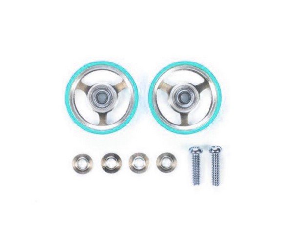 Tamiya 95348 - 17mm Aluminum Roller with Plastic Ring Light Blue