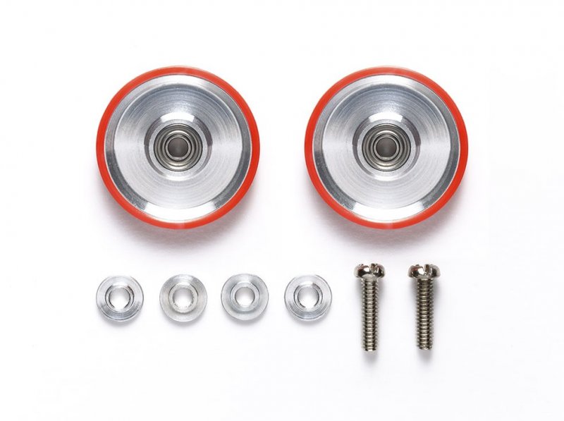 Tamiya 95580 - 17mm Aluminum Rollers w/Plastic Rings (Red)