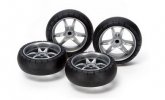 Tamiya 15491 - Large Diameter V Spoke Narrow Wheels (w/Arched Tires)