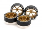 Tamiya 95639 - Mini 4WD 40th Anniversary Super Hard Large Diameter Low Profile Tire and Wheel Set (6-Spoke)