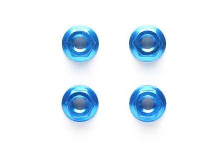 Tamiya 42143 - 4mm Aluminium Serrated Nut *4 Blue