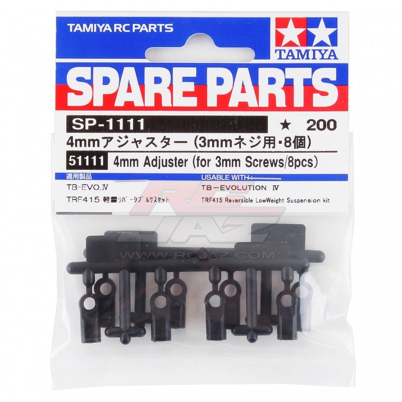 Tamiya 51111 - 4mm Adjuster (For 3mm Screws / 8 pcs.) SP-1111