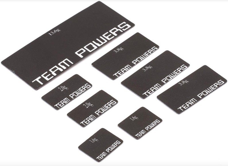 Team Powers Brass Weight Plate Complete Set - (8pcs) (13.8g x1pc, 3.8g x 3pcs, 20g x 2pcs, 1.6g x2pcs) (TP-BWP-C)