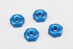 Yokomo ZC-N3APB - 3mm Aluminum Nut (Blue / 4pcs)